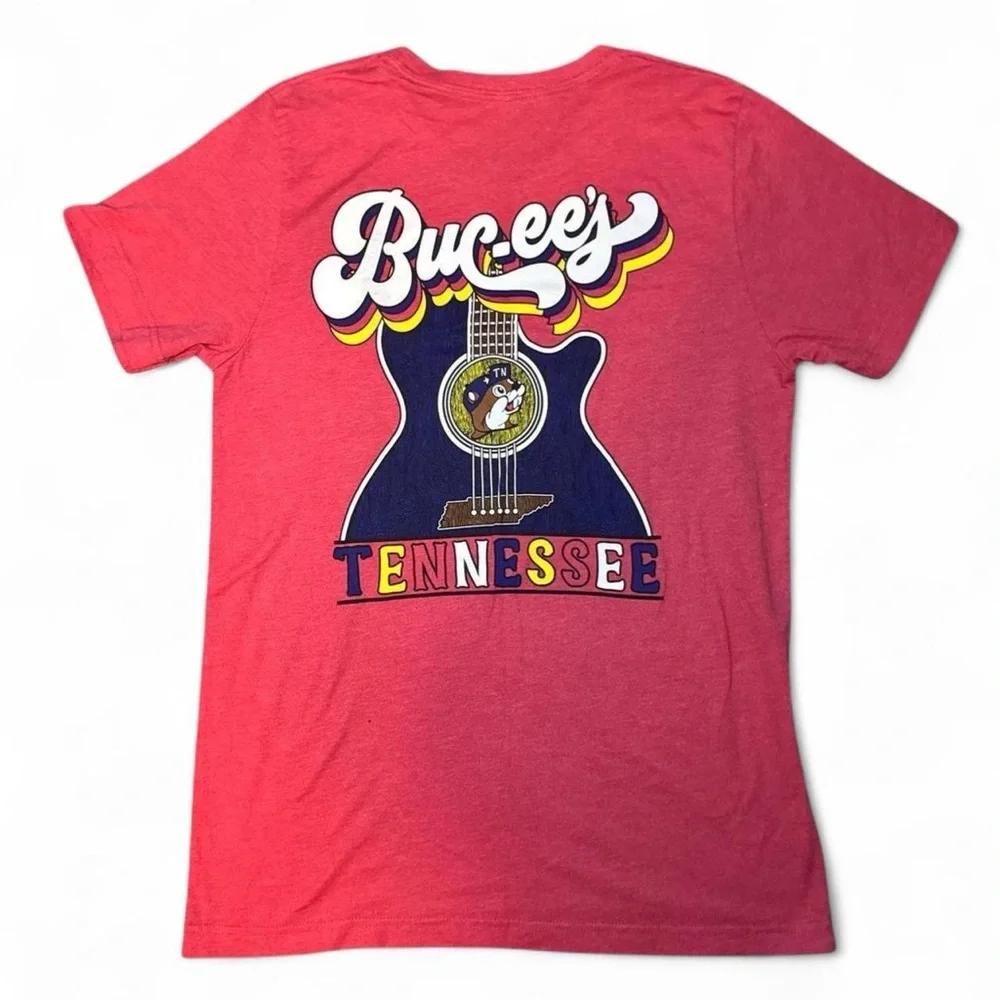 NEW Buc-ee’s Nashville Tennessee TN Blues Guitar Red Graphic T-Shirt — MEDIUM